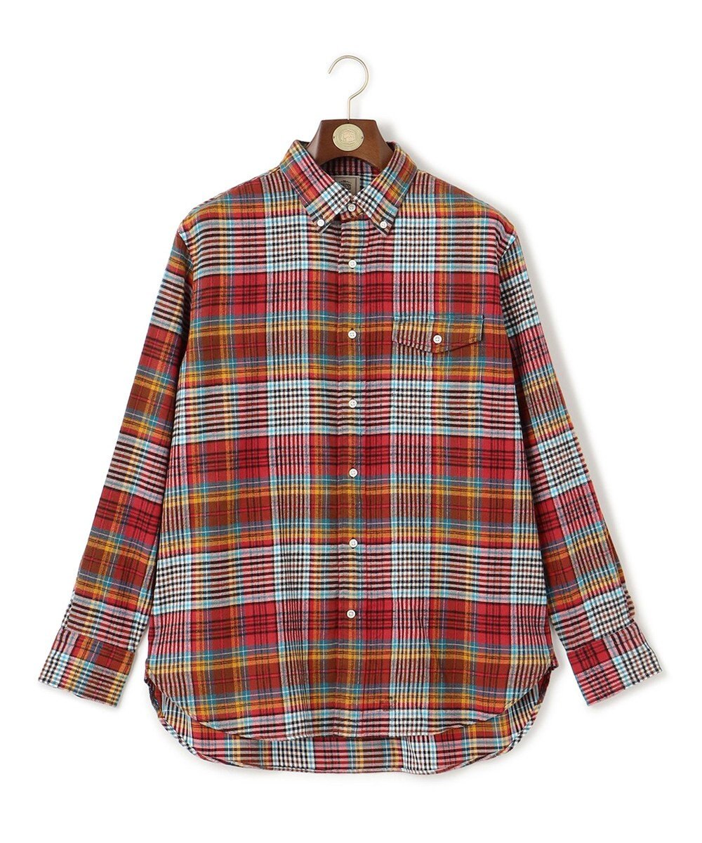 J.PRESS MEN コットンネル マルチチェックシャツ/B.D 