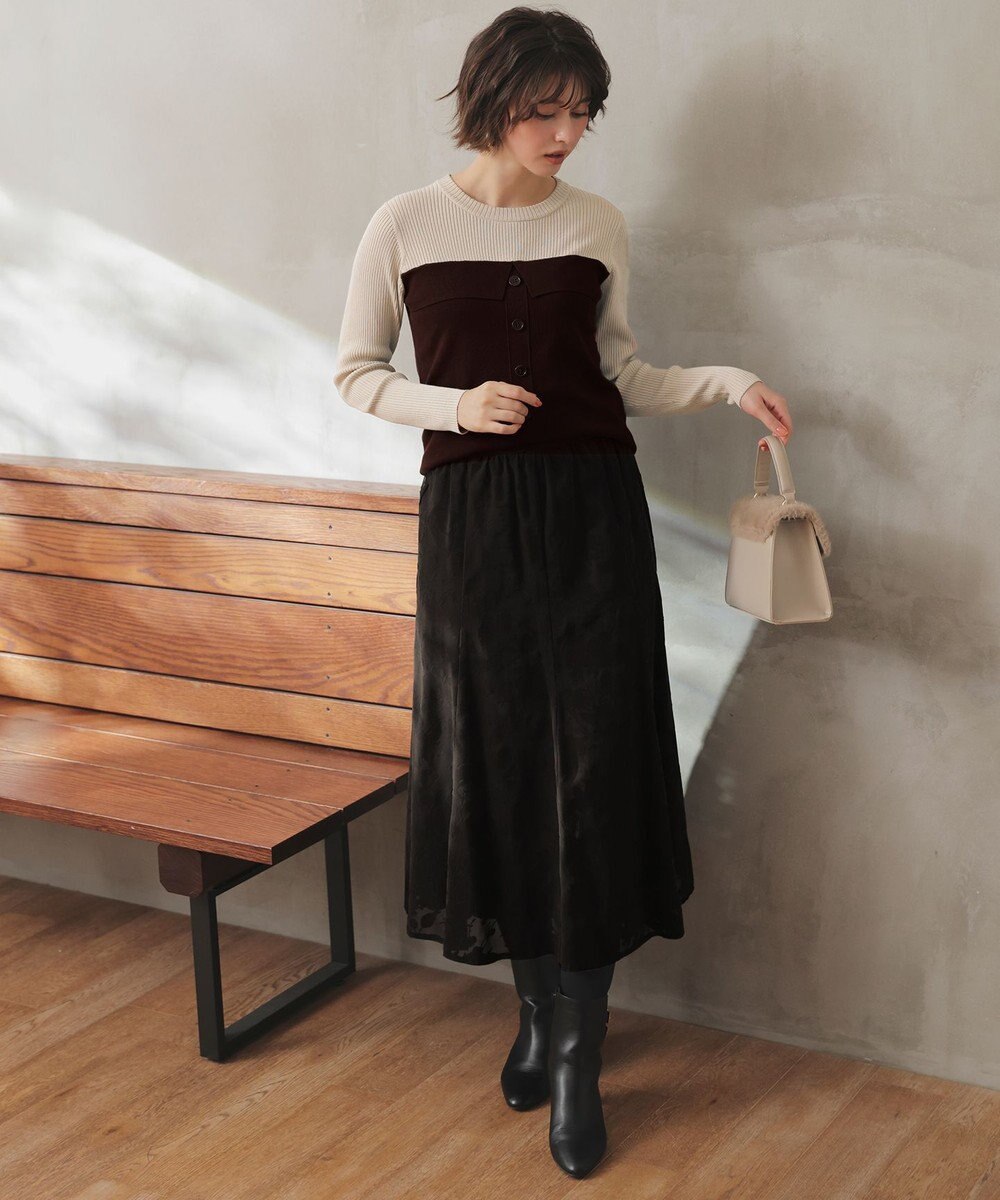 ANY SIS L ビスチェ風 長袖 ニット 