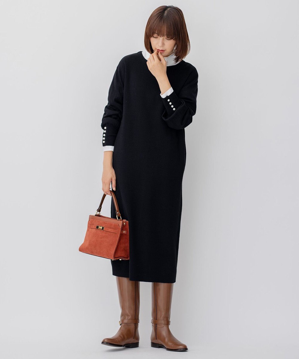 23区 【CLASSY.1月号掲載】ウールブレンド パール ニットワンピース 