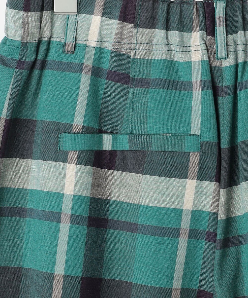 自由区 コットンリネンチェックワイドストレート パンツ 