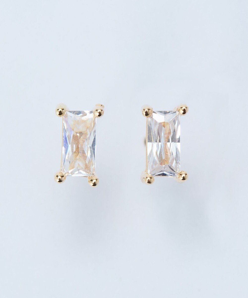 Phoebe シャインフレームレクタングルピアス　クリア 