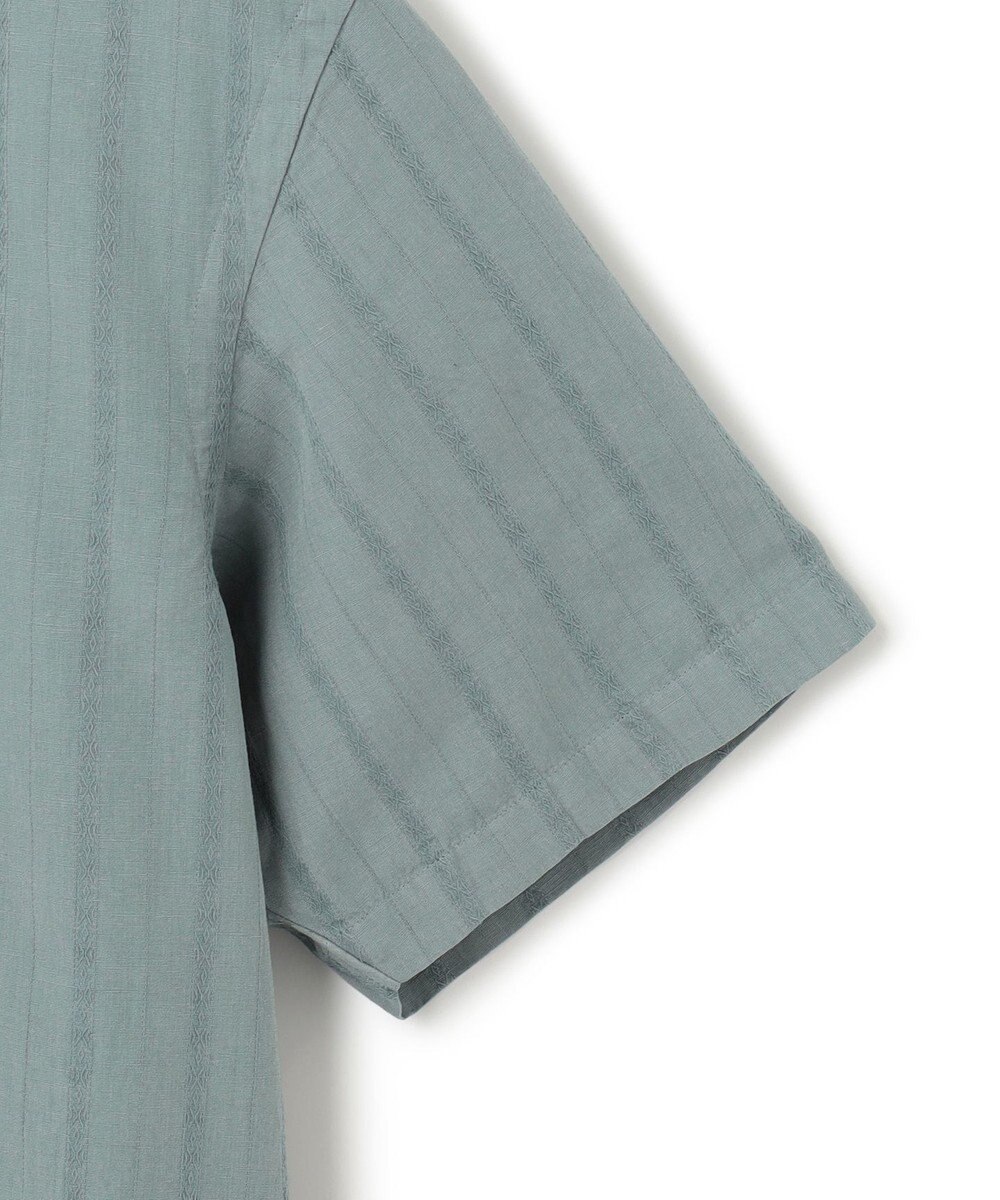 J.PRESS MEN 【HYBRID LINEN】ドビーストライプ バンドカラーラガーシャツ 