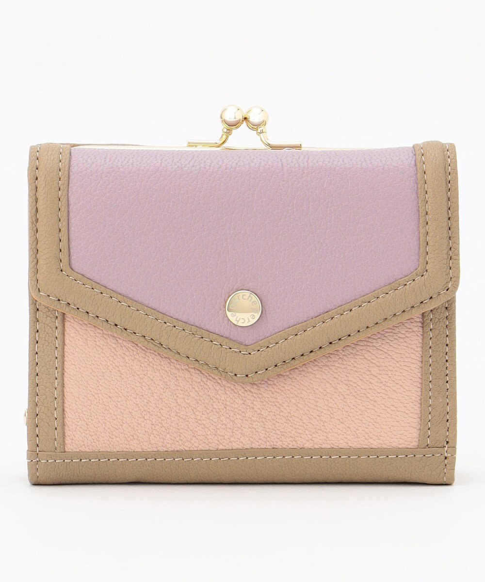 UNBILLION ペルケ perche トリミング配色外ガマ二つ折り財布 