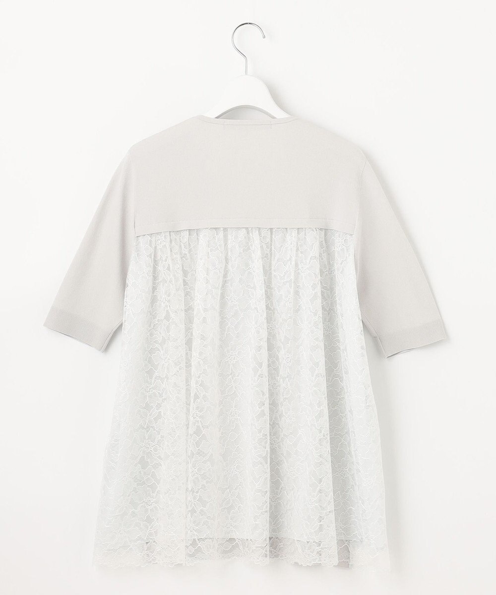 自由区 【洗える】クレープストレッチ バックレース ニット 