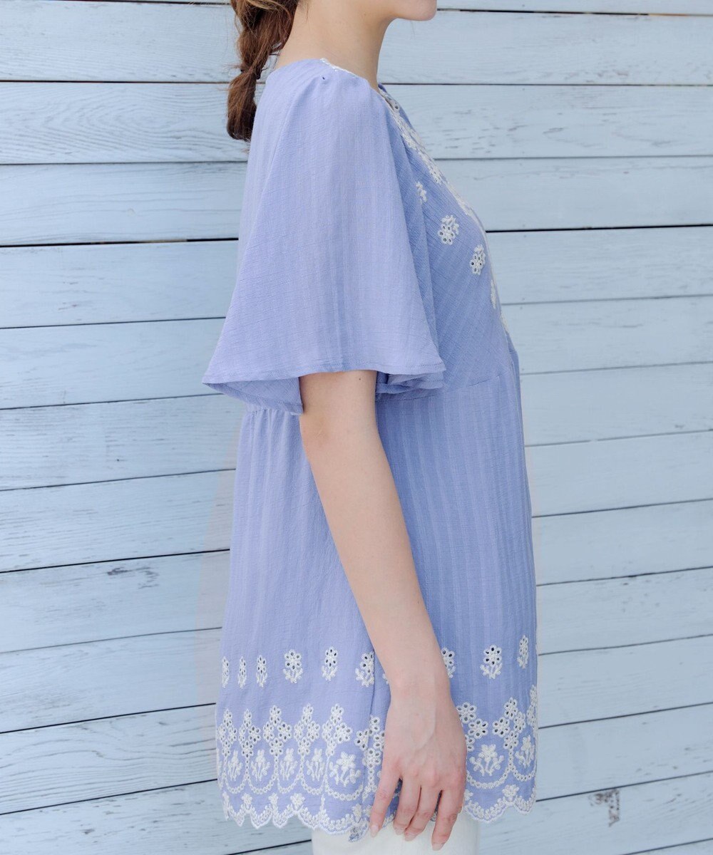 Tiaclasse 【洗える】スカラップレースチュニックブラウス 