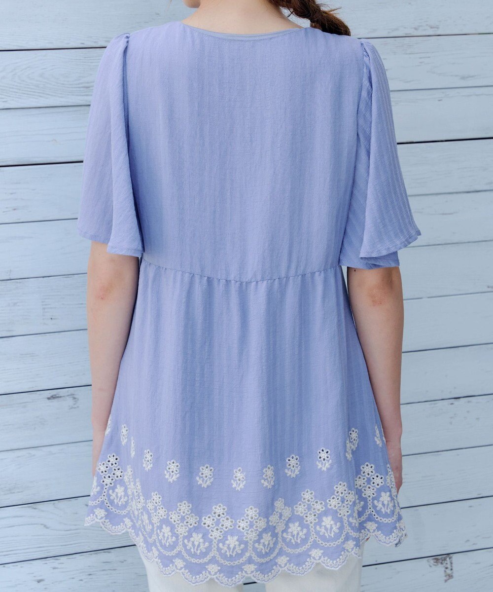 Tiaclasse 【洗える】スカラップレースチュニックブラウス 