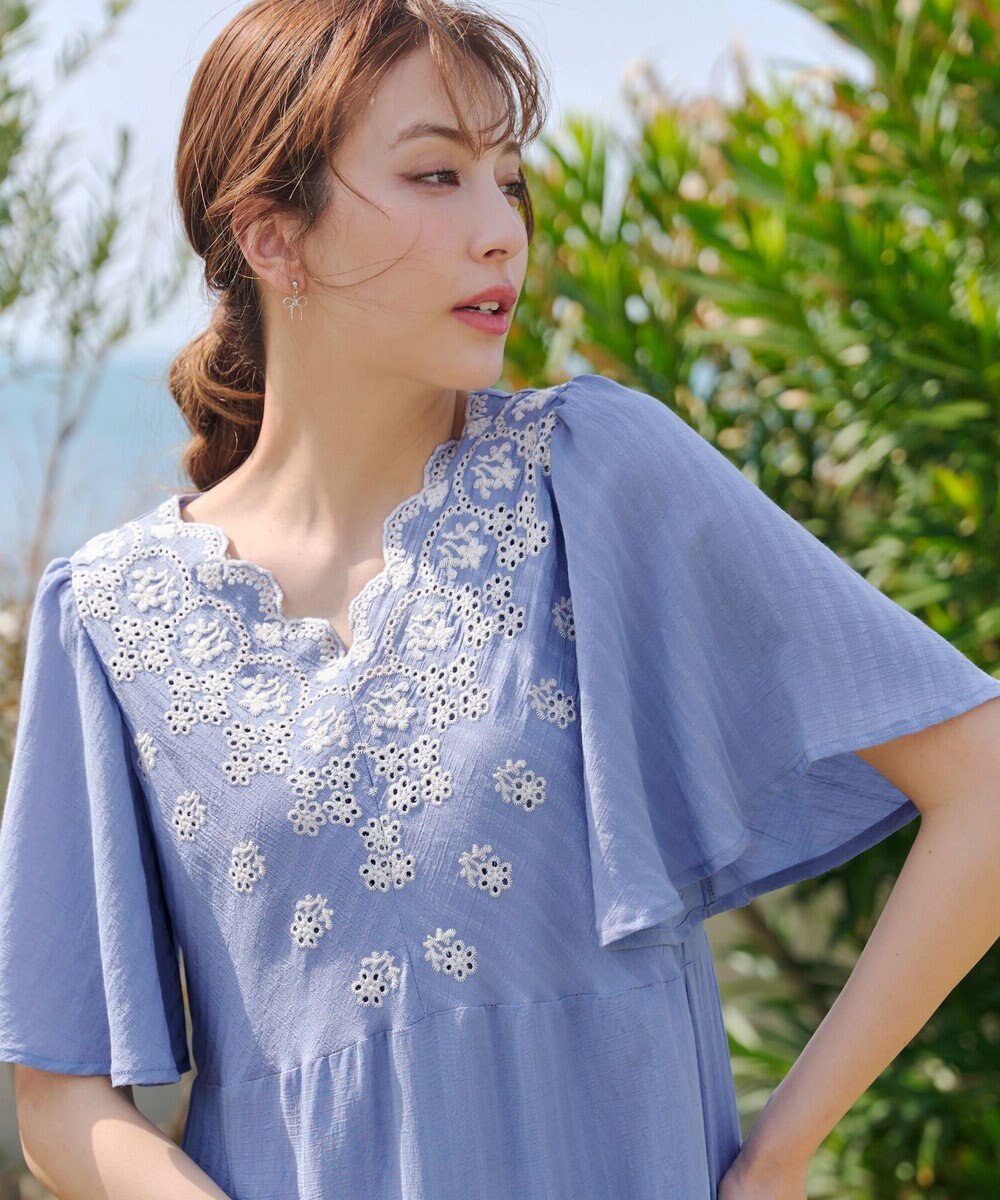 Tiaclasse 【洗える】スカラップレースチュニックブラウス 