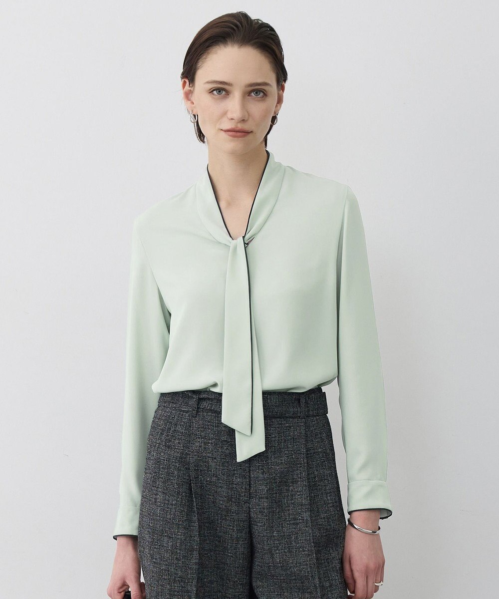 ICB L 【新色追加】BackSatinAmunzen 配色ボウタイブラウス 