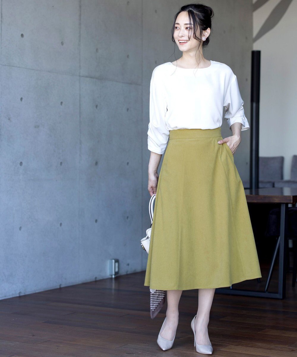 Tiaclasse L 【洗える】大人上品なコーデュロイフレアスカート 