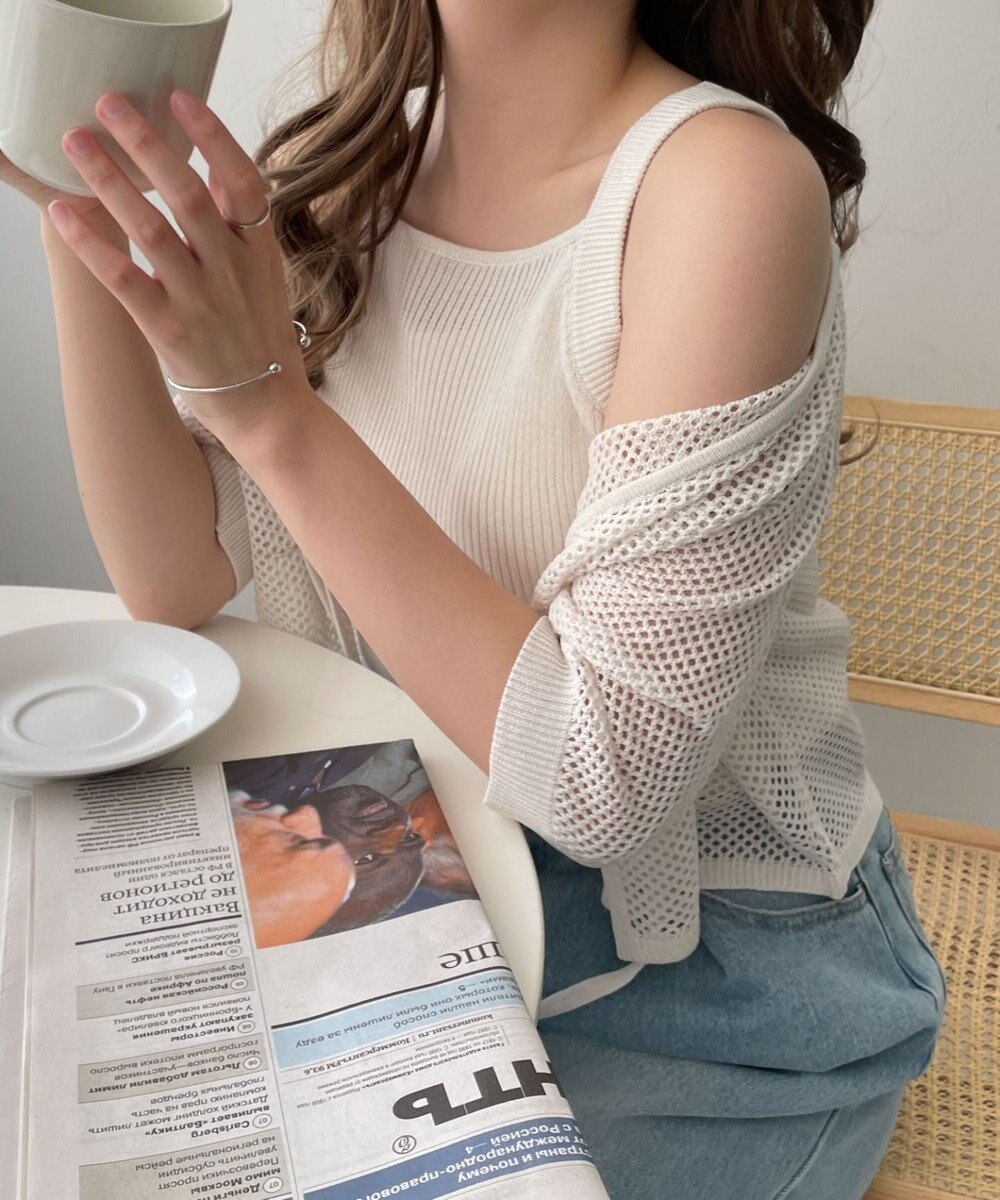 WEGO 【２点セット】半袖メッシュアンサンブルカーデ 