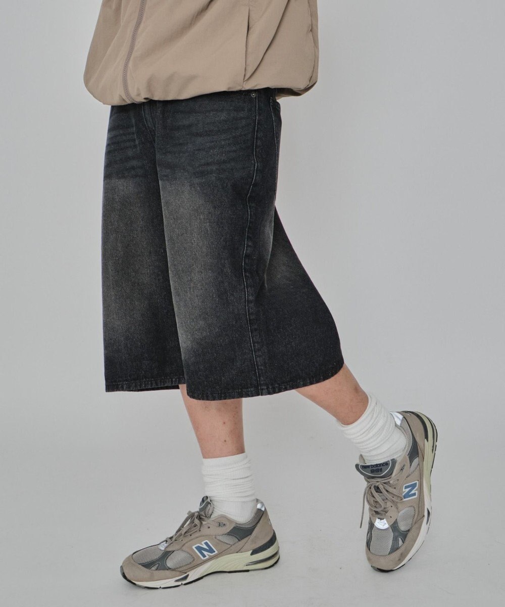 WEGO 【紐で調節可能】スーパーバギーデニムショーツ 