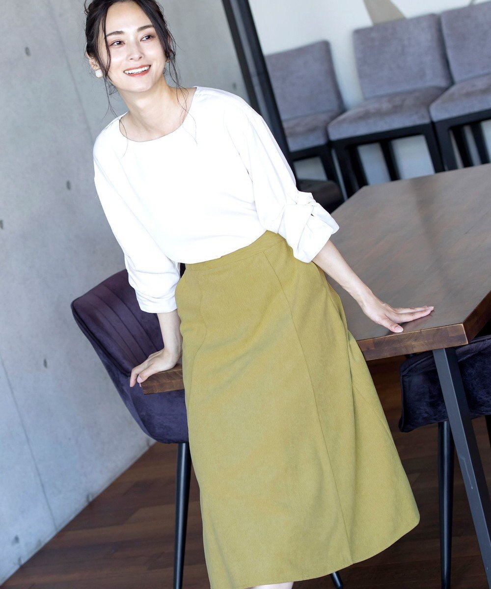 Tiaclasse L 【洗える】大人上品なコーデュロイフレアスカート 