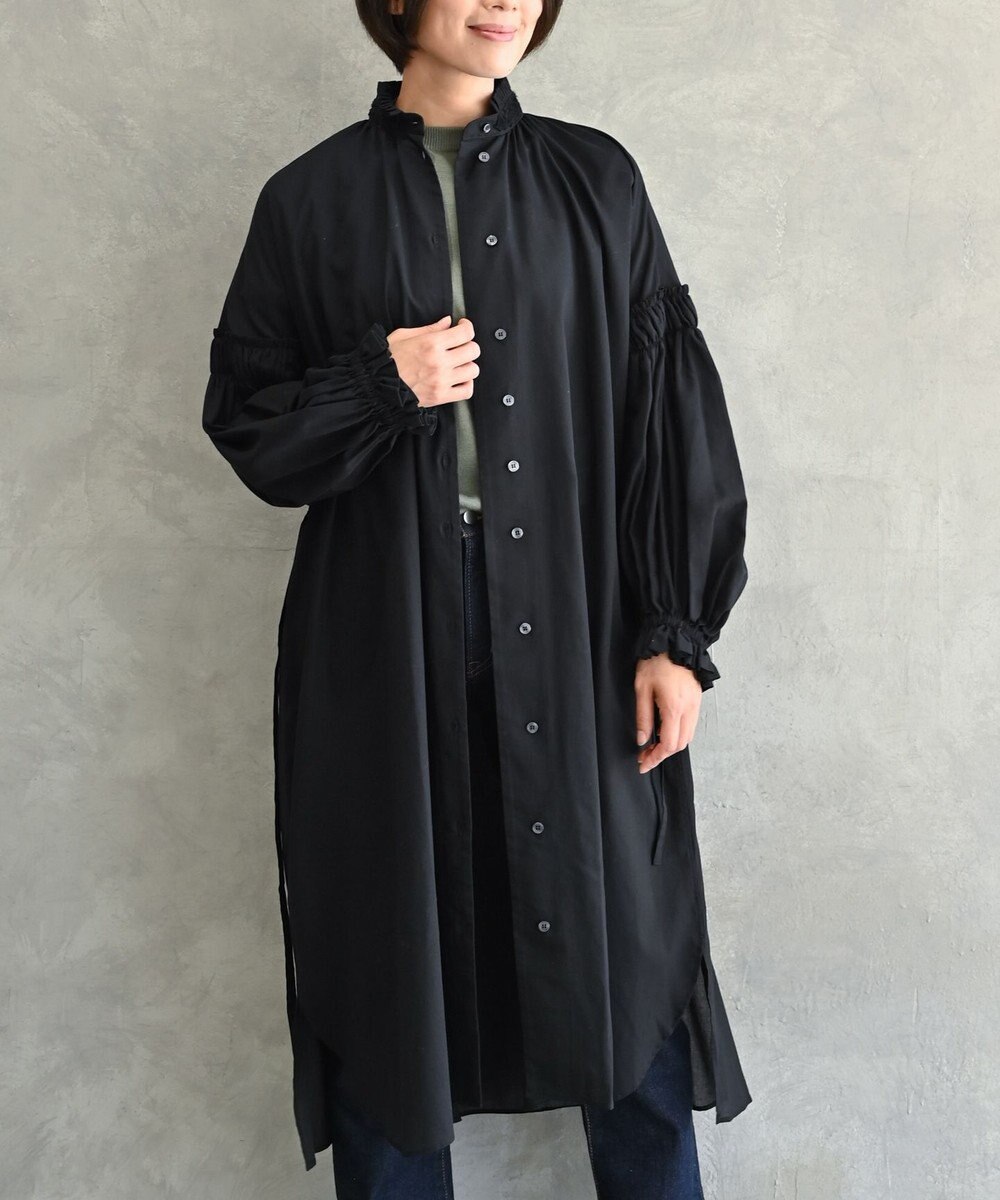 muuc 〈コットン100%強撚糸〉〈2WAY〉〈遠州織物の工場で織られた上質な生地〉〈シースルー〉〈ドライタッチ〉コットンドビーギャザー 羽織り＆ワンピースドレス 