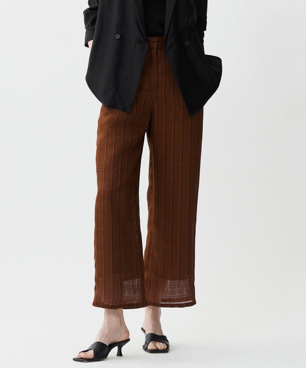 ICB スクエアチェックレノクロス ワイドストレートパンツ 