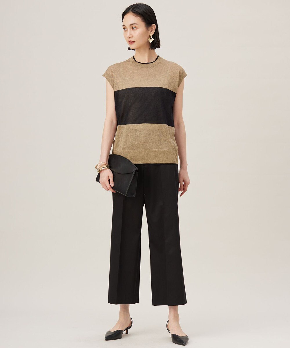 自由区 S 【UVカット・接触冷感・洗える】コットンサテンクロップド丈ワイドストレート パンツ 