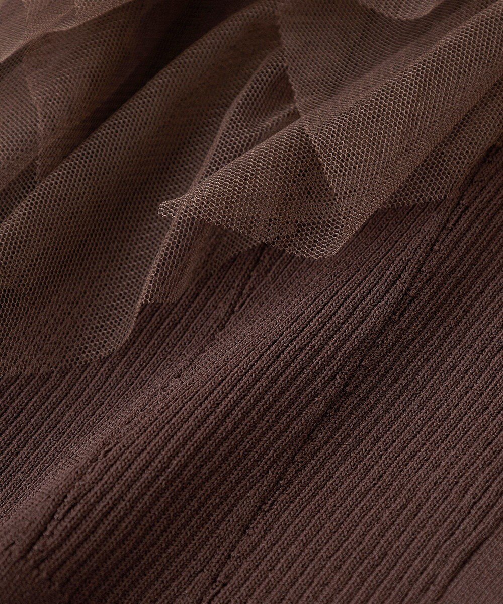 YECCA VECCA チュールラッフルノースリーブカーディガン 