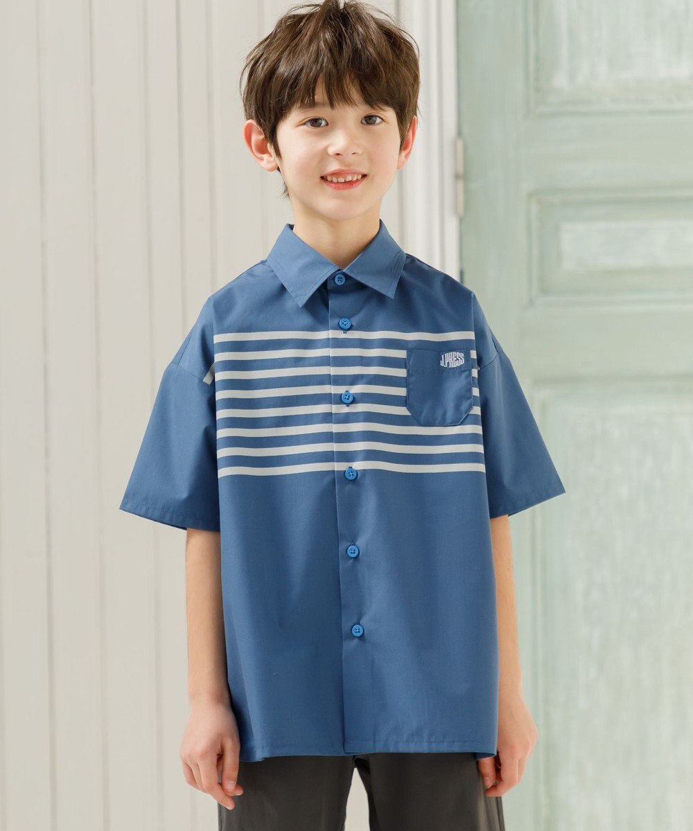 J.PRESS KIDS 【110-130cm】TCブロード パネルボーダープリント シャツ 