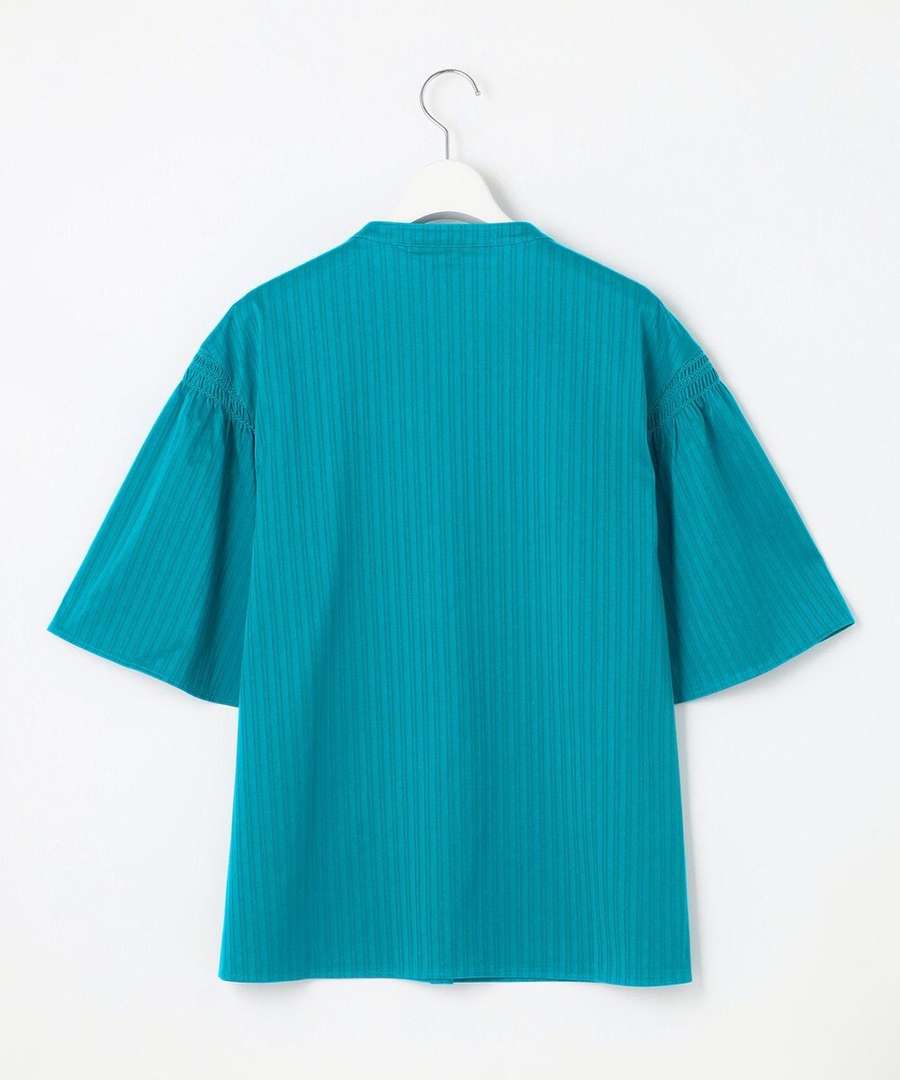 自由区 L 【洗える】ストレッチシャーティング 5分袖 フレアスリーブブラウス 