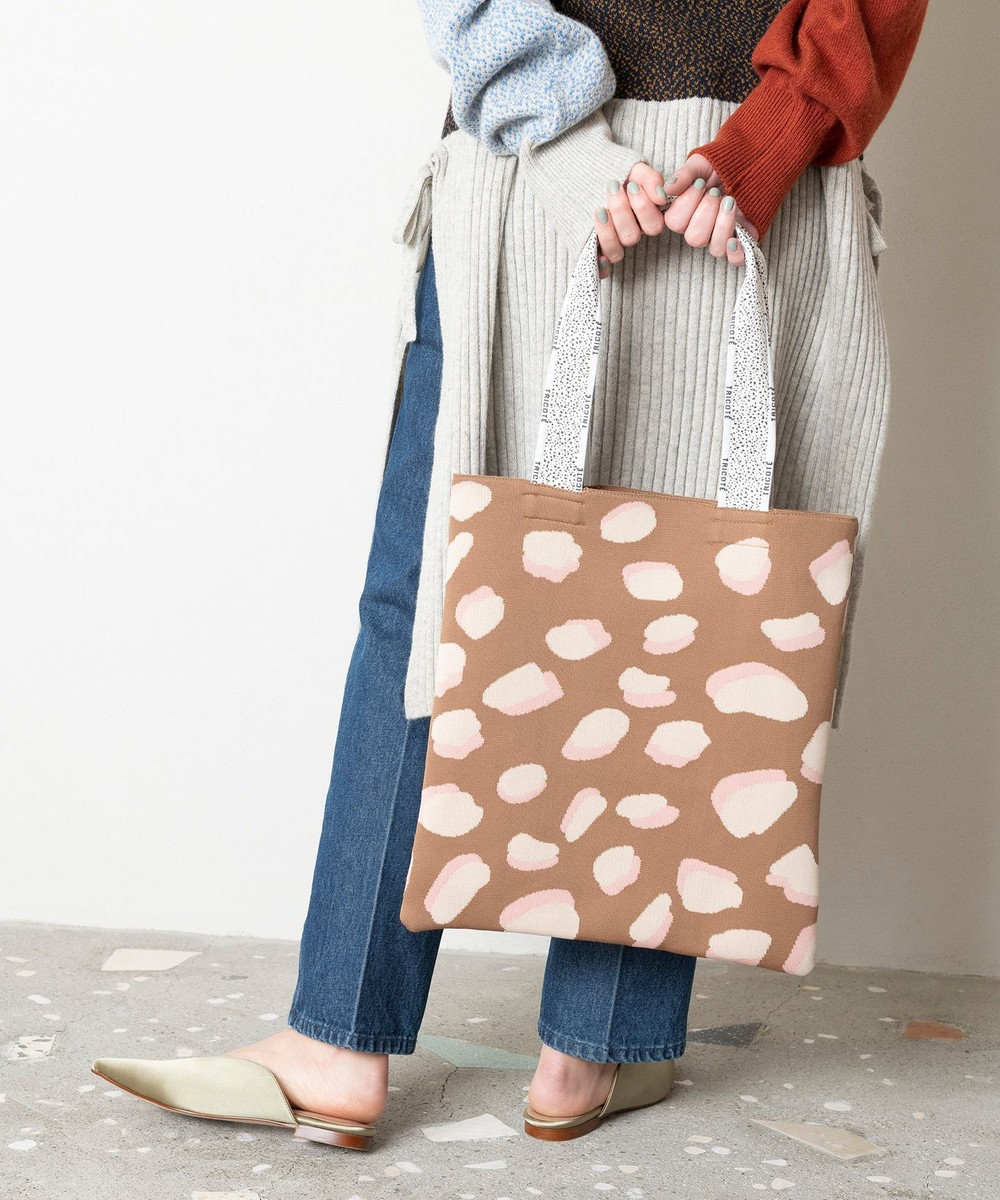 TRICOTE LEOPARD KNIT TOTE BAG / レオパードニットトート 87BROWN