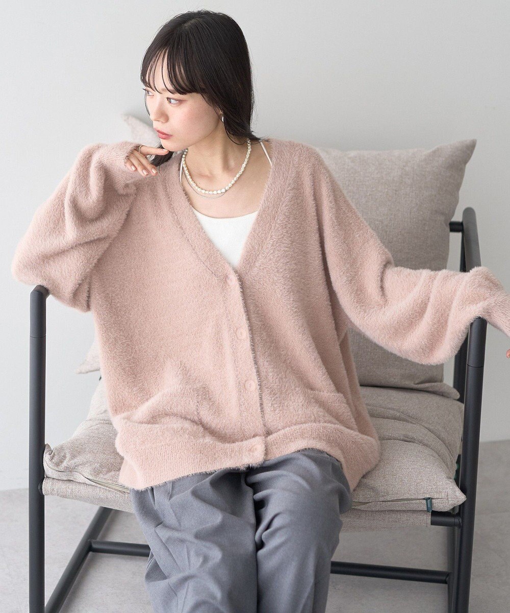 earth music&ecology ラメミニシャギーＶネックカーディガン 