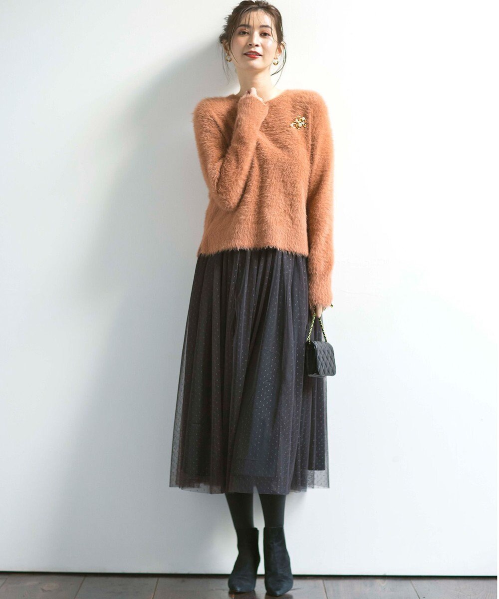 組曲 【前後着用可】2WAYナイロンファー ニット 