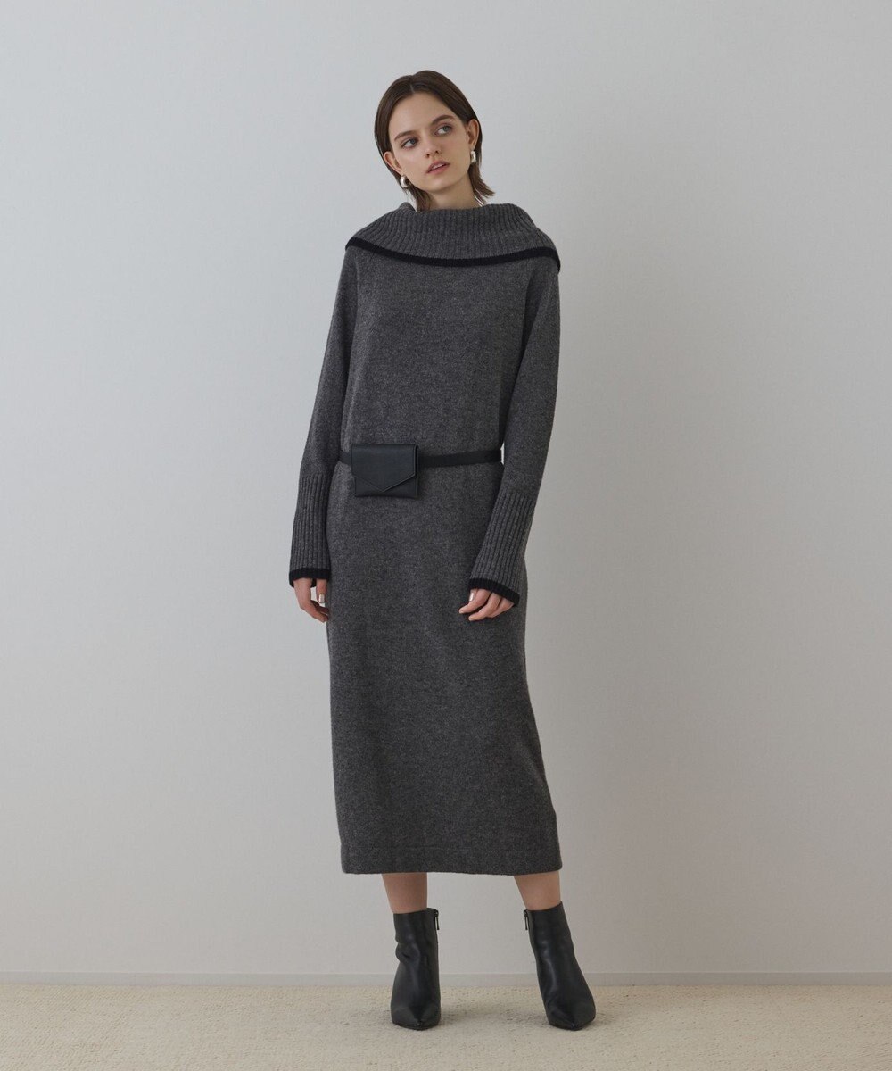 GRACE CONTINENTAL バイカラーオフショルニットワンピース 