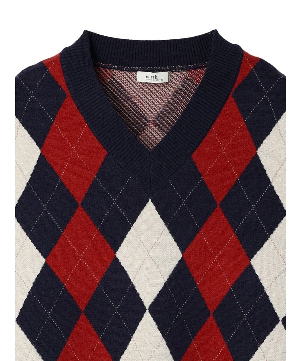 earth music&ecology アーガイルニットベスト 