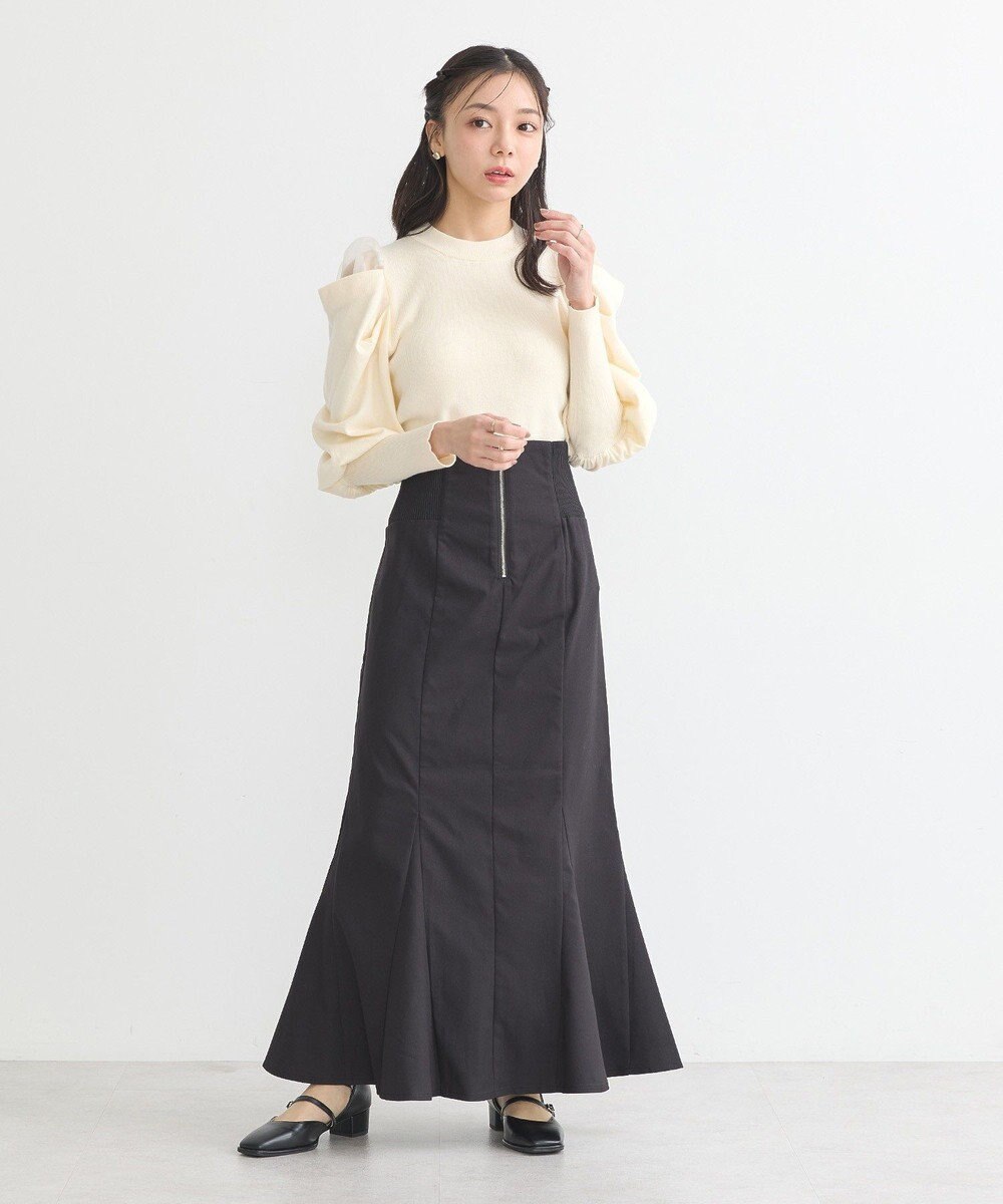 earth music&ecology サイドリブバックレースアップスカート 