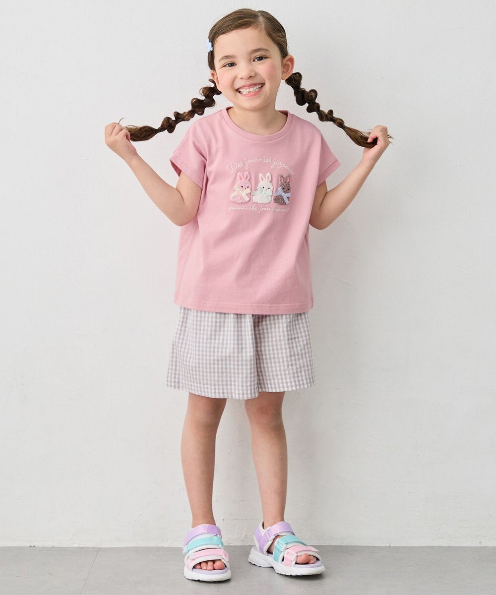 ANY KIDS 【綿100%】ひんやり フレンチスリーブ サガラ刺繡Tシャツ 