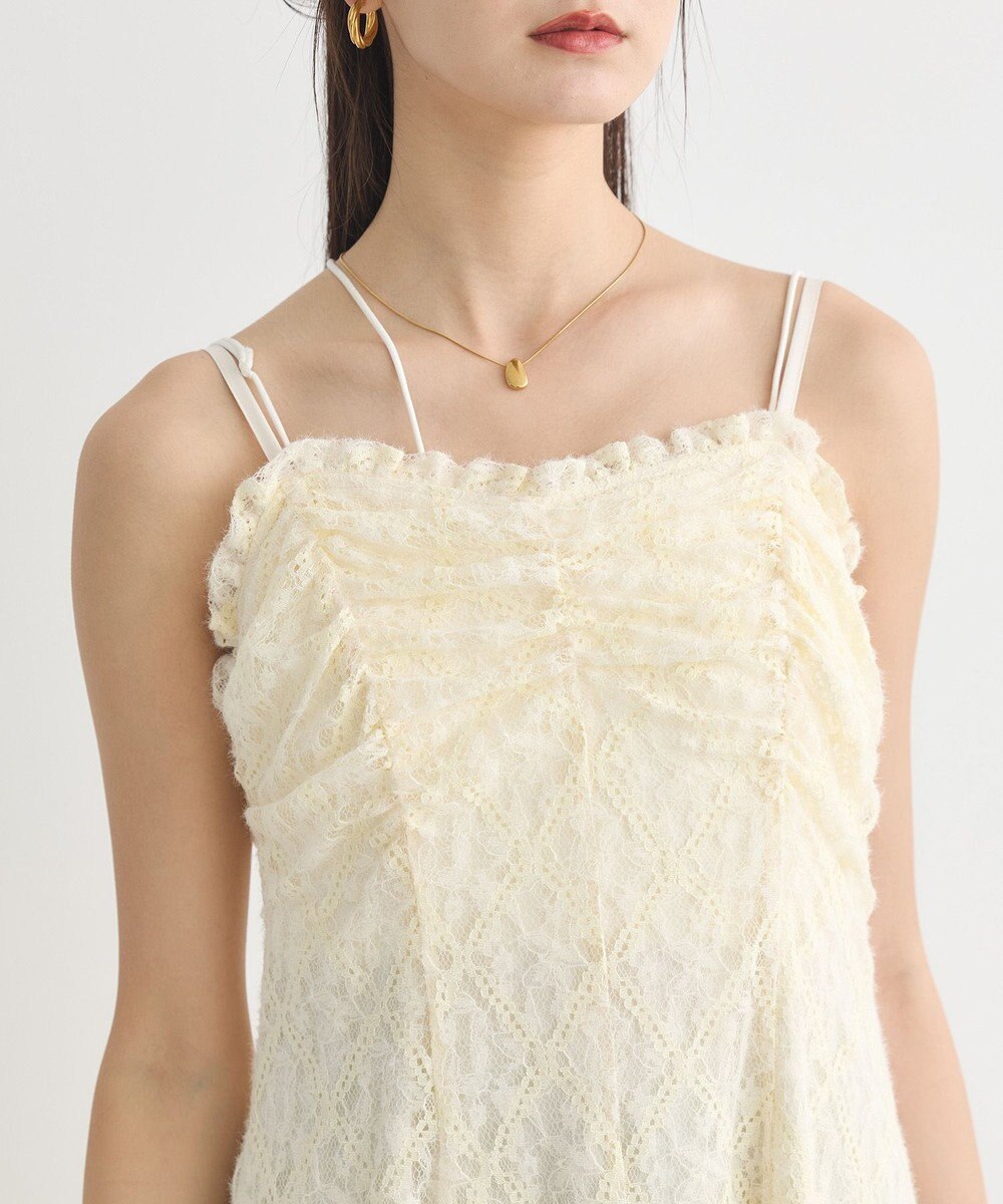 earth music&ecology フロントギャザー起毛レースミニワンピース 