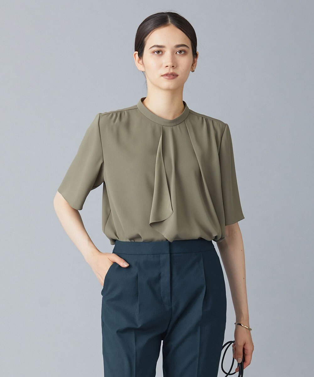 ICB 【洗える】 Back Satin Amunzen フリルブラウス 