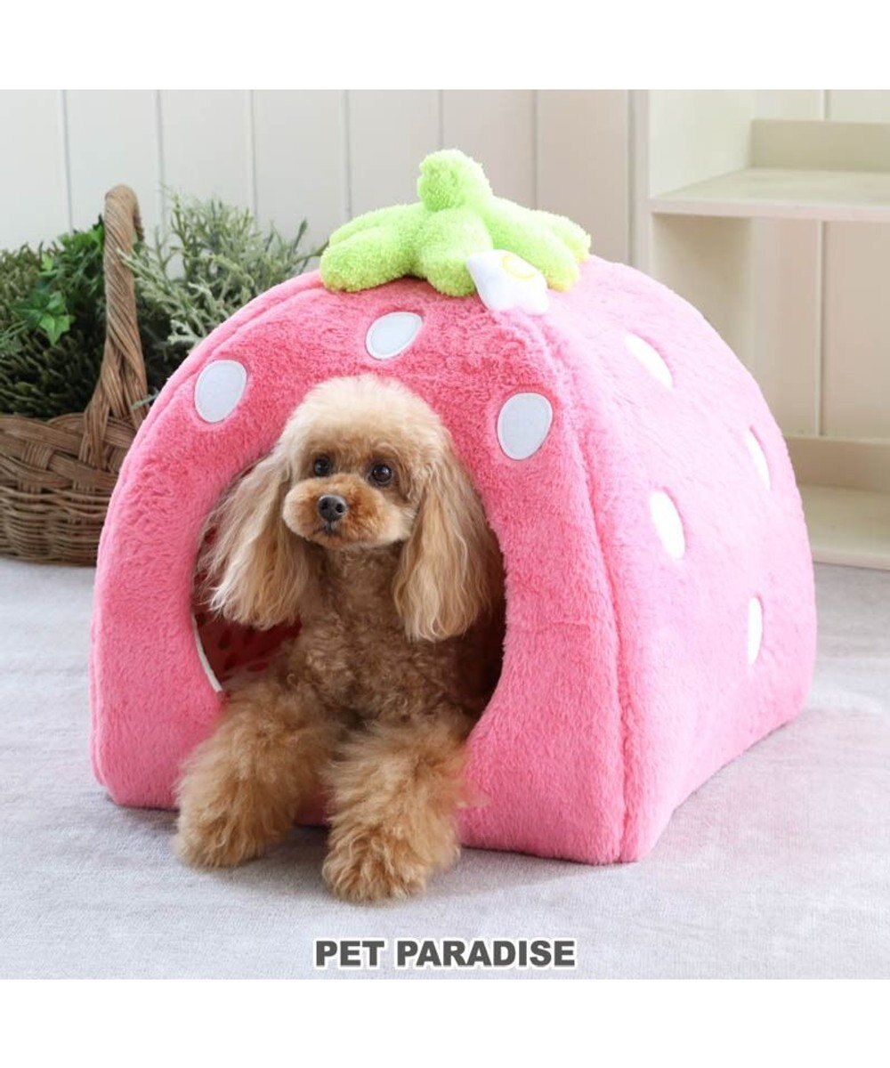 PET PARADISE 犬用品 ペットグッズ ハウス ベッド ペットパラダイス ペット ベッド ハウス (45×46cm) いちご | 苺 いちご イチゴ 野いちご 野苺 犬 猫 ベッド ベット ハウス 小型犬 介護 おしゃれ かわいい ピンク（淡）