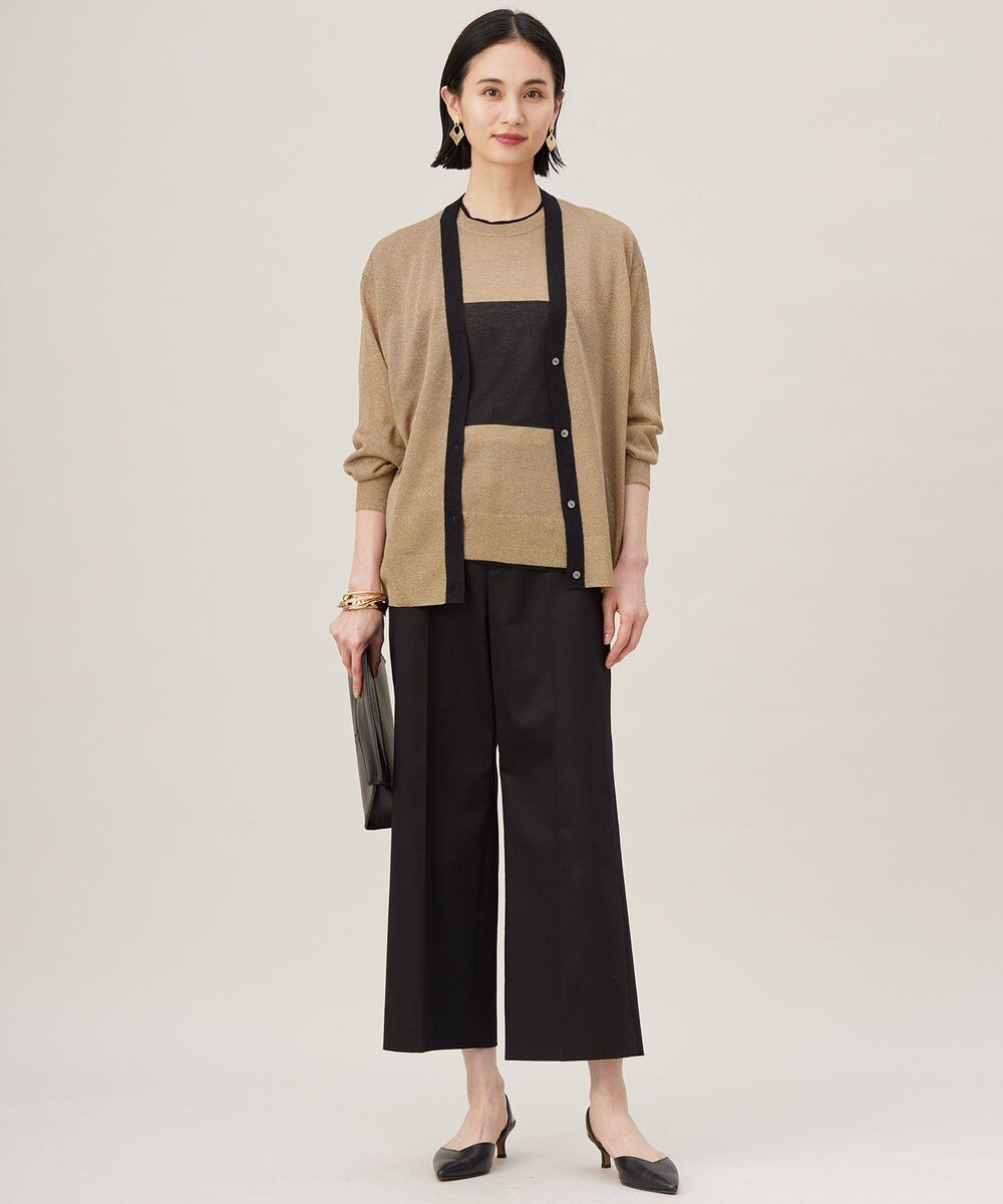 自由区 S 【UVカット・接触冷感・洗える】コットンサテンクロップド丈ワイドストレート パンツ 