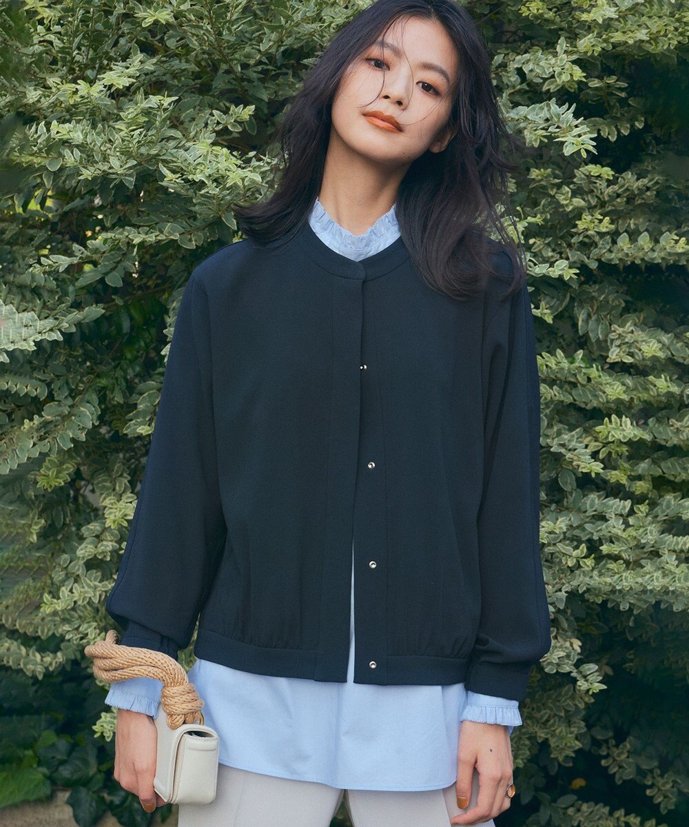 UNFILO イージーケア フリルネック シャツ 