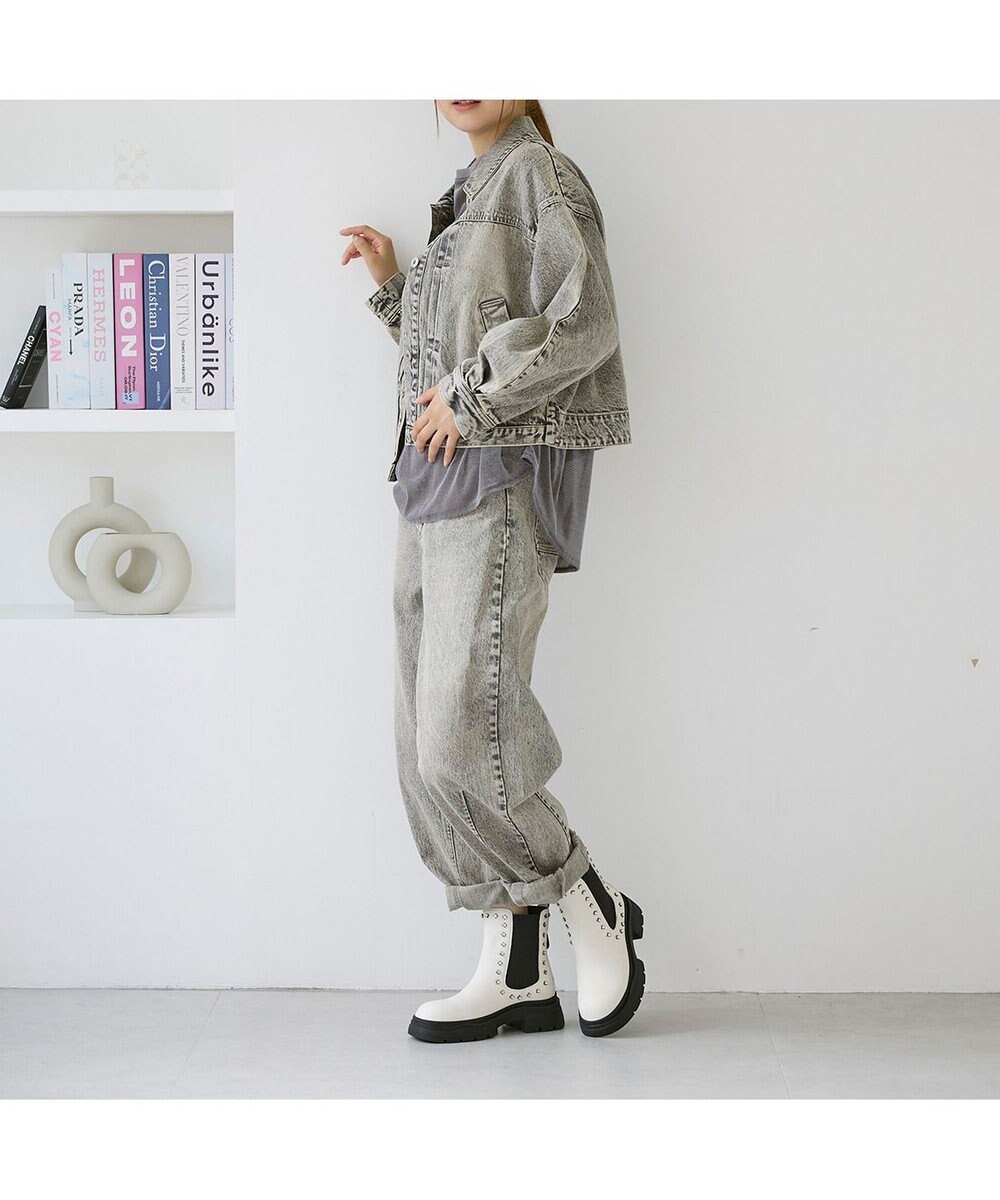 MODE ET JACOMO <carino>サイドゴアビジューショートブーツ 