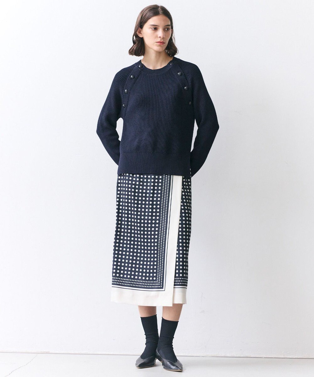 BEIGE， GADE / モノトーンドット柄ラップ風スカート 