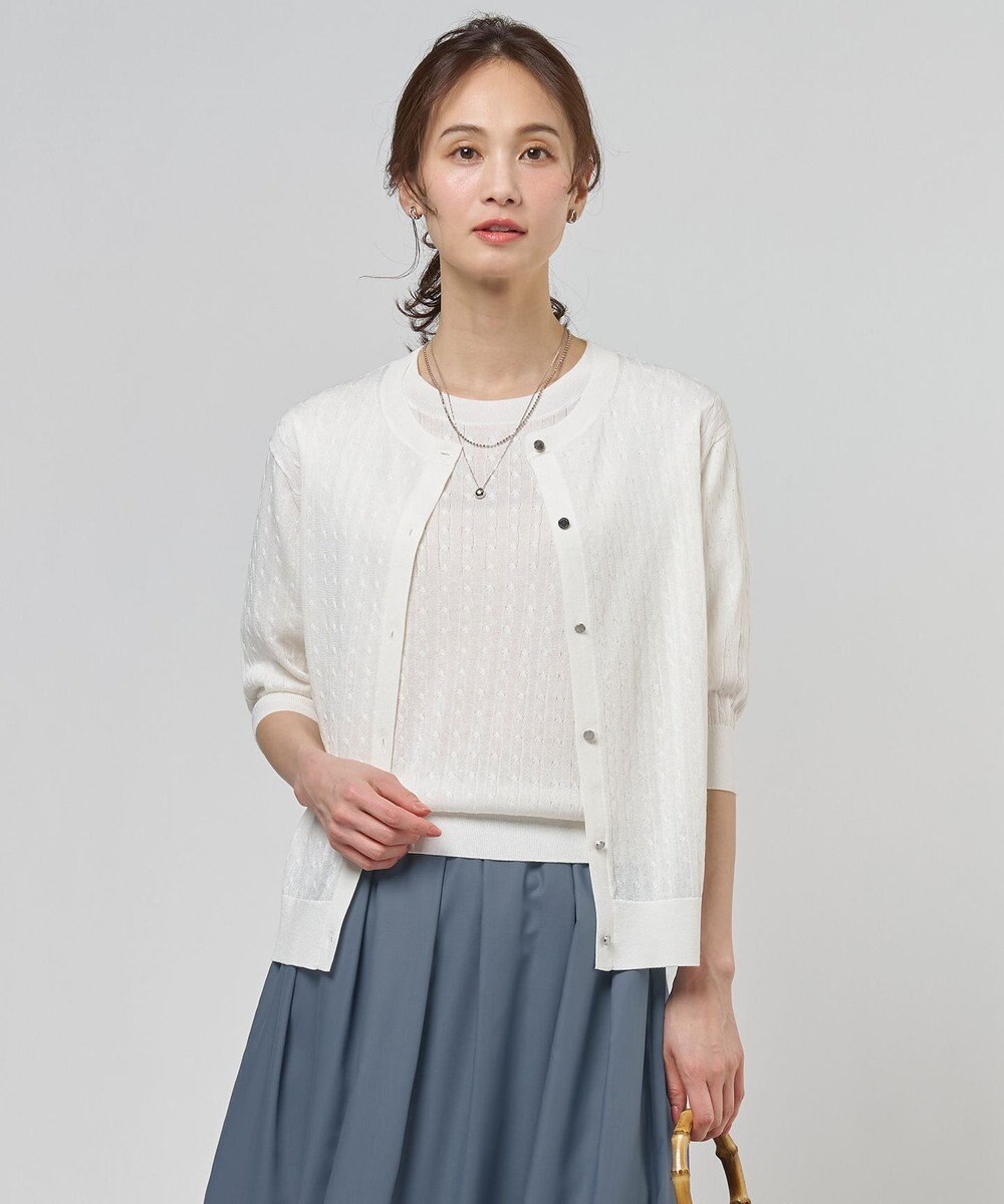 J.PRESS LADIES L Vis/Peスパーク クルーネック カーディガン 