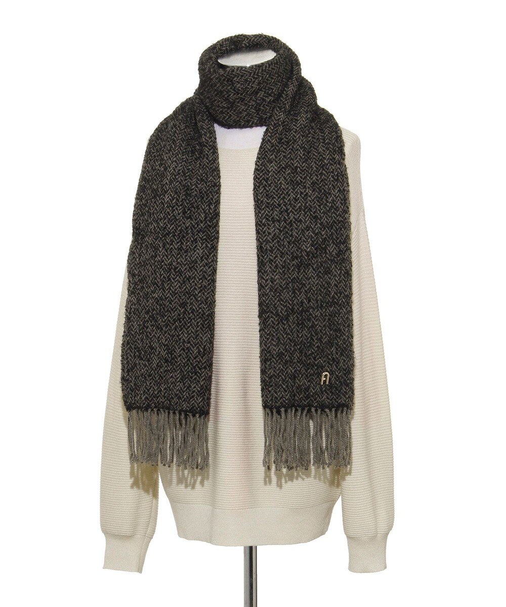 MOONBAT FURLA(フルラ）ループヤーン ツイード調ラメ入り ストール アルパカ混 日本製 