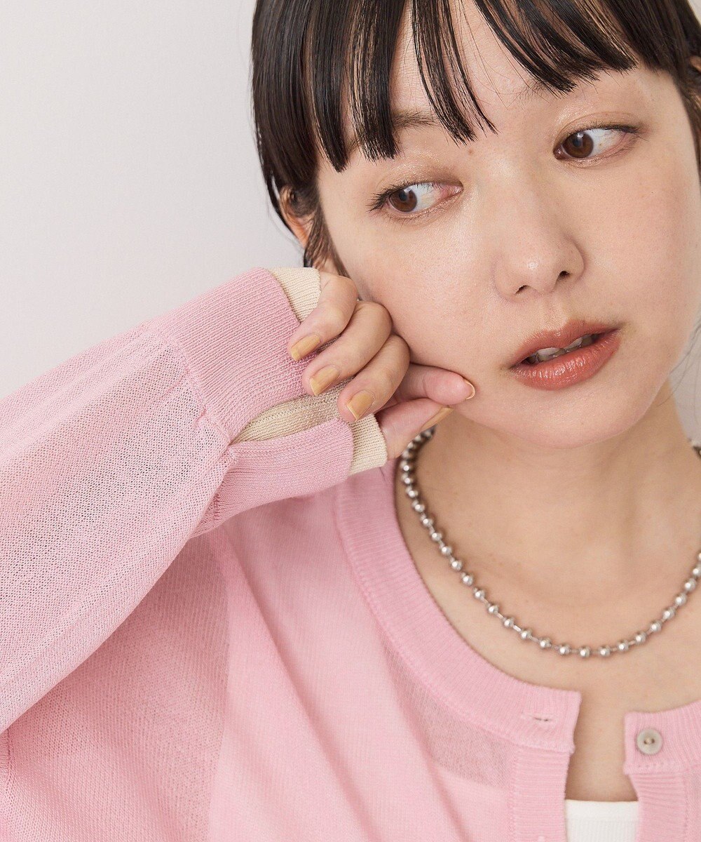 AMERICAN HOLIC シアー配色ニットカーディガン 
