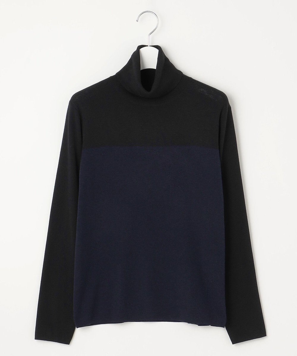 自由区 L 【洗える】シルクウールリブタートルネック ニット 