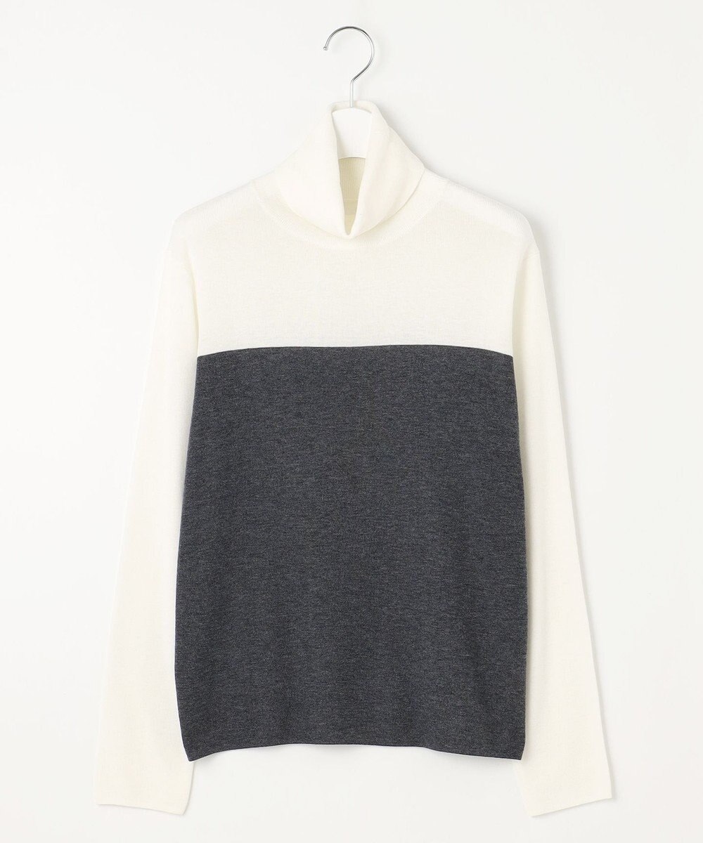 自由区 L 【洗える】シルクウールリブタートルネック ニット 