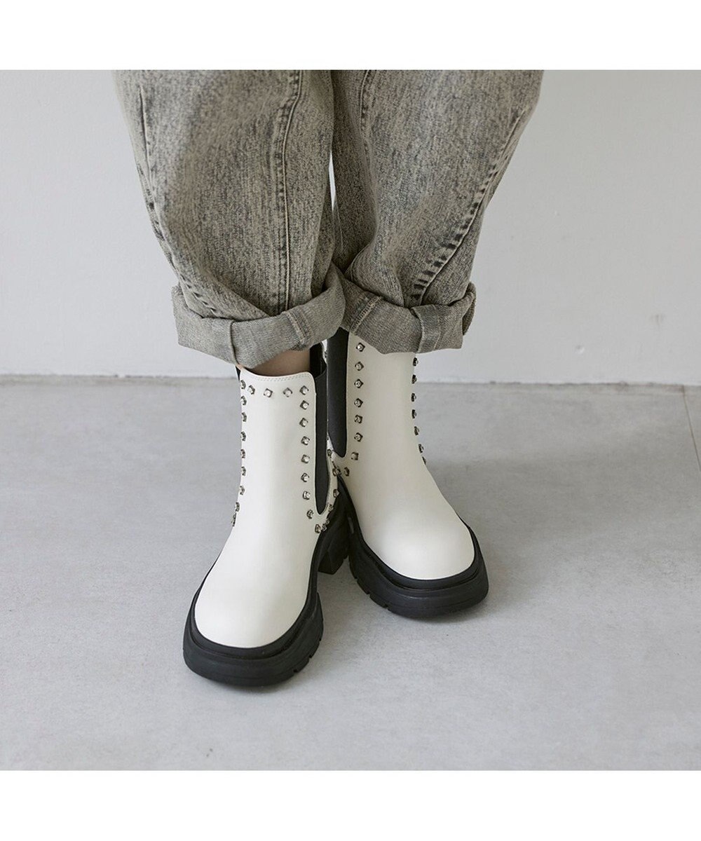 MODE ET JACOMO <carino>サイドゴアビジューショートブーツ 