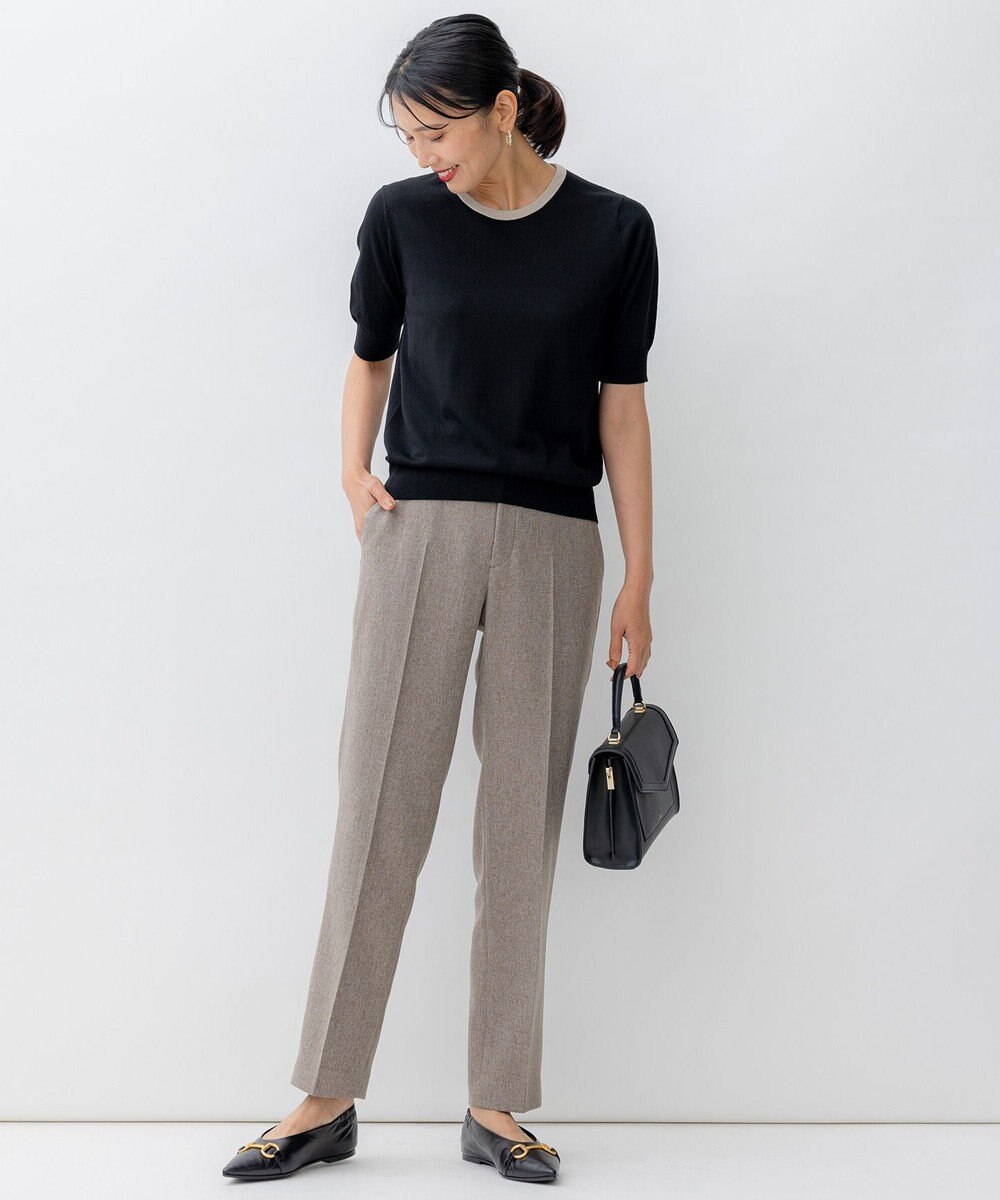 23区 【洗える】ウールライクカルゼ テーパード パンツ 