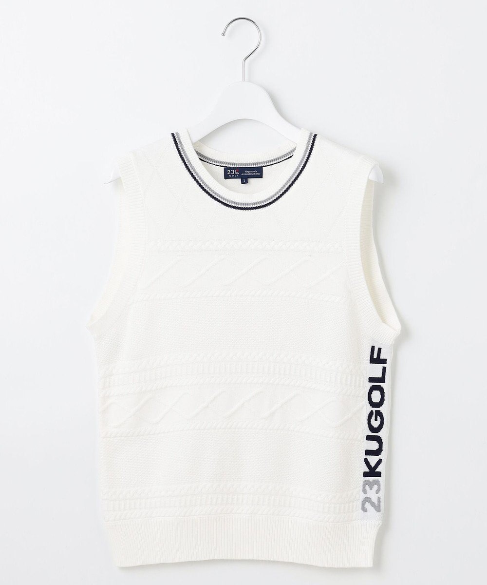 23区GOLF 【WOMEN】【ウォッシャブル】コットンブレンドサイドロゴベスト 