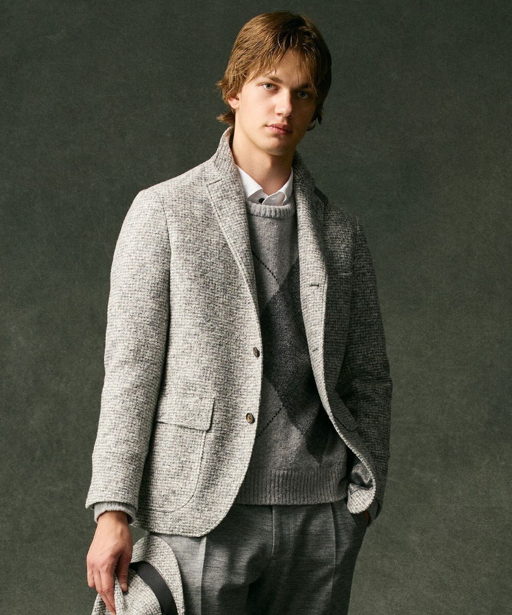 JOSEPH ABBOUD 【インポート素材/ソフトな肌触り/軽量】MOUSSE アーガイル クルーネック セーター 