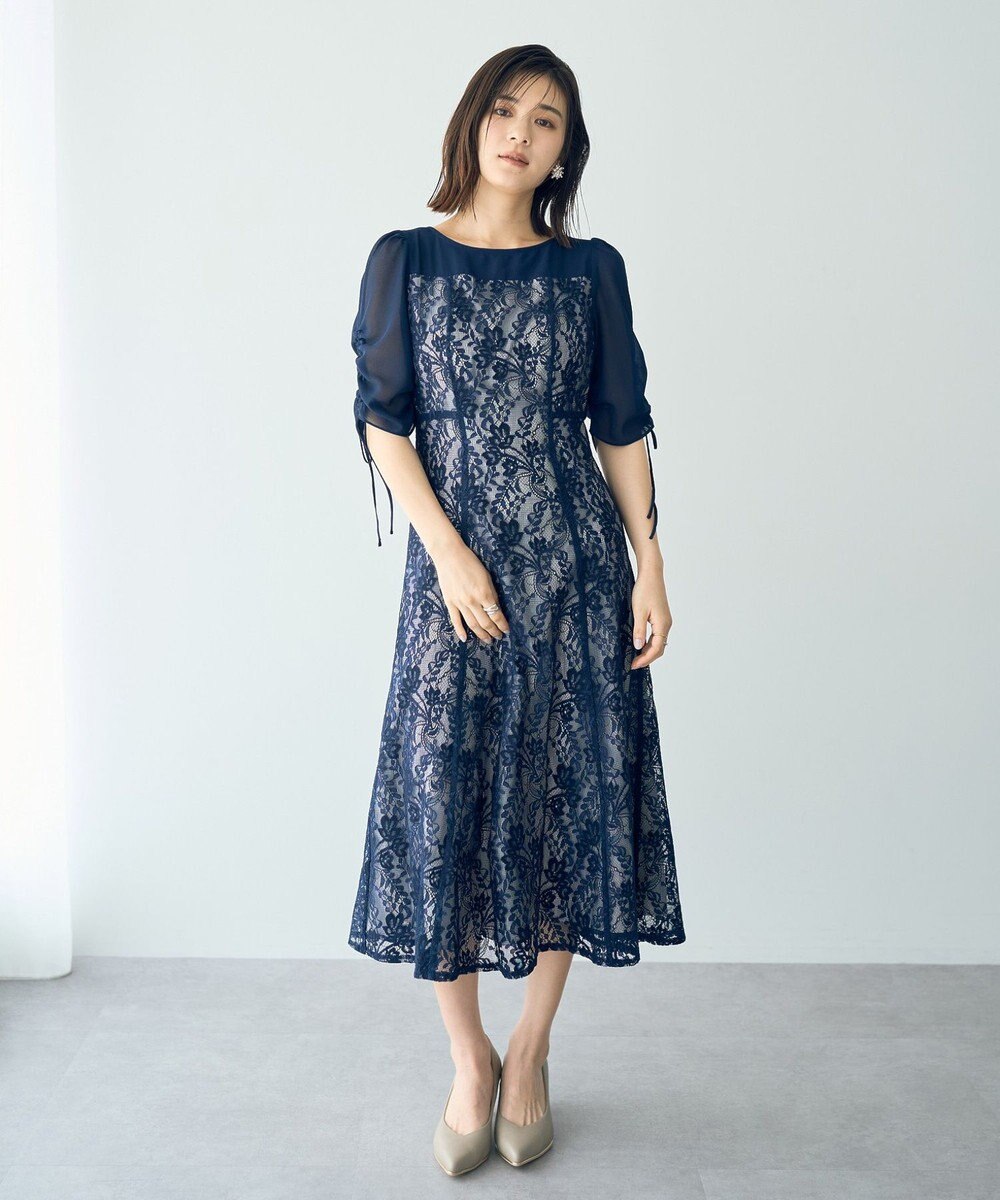 YECCA VECCA レース切替フレアドレス 