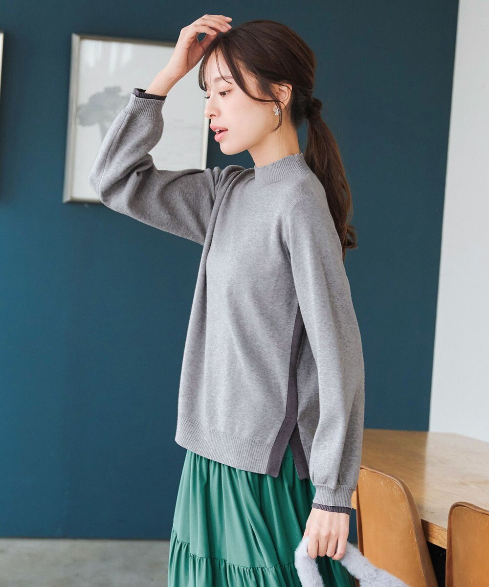 Tiaclasse 【洗える】配色ニットトップスプルオーバー 