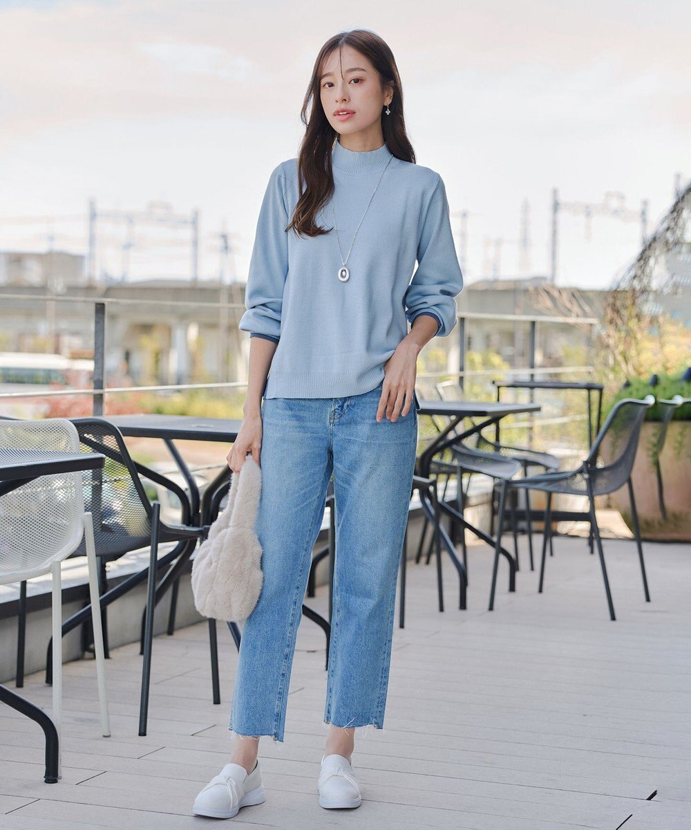 Tiaclasse 【洗える】配色ニットトップスプルオーバー 