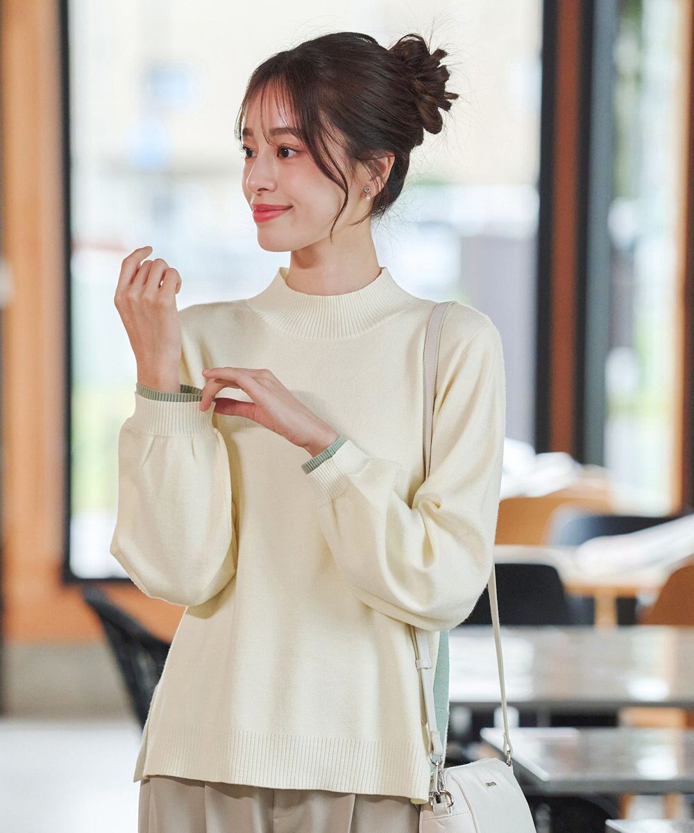 Tiaclasse 【洗える】配色ニットトップスプルオーバー 