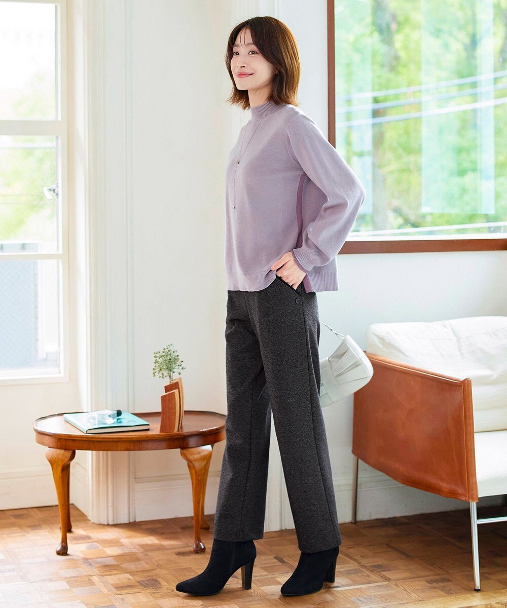 Tiaclasse 【洗える】配色ニットトップスプルオーバー 